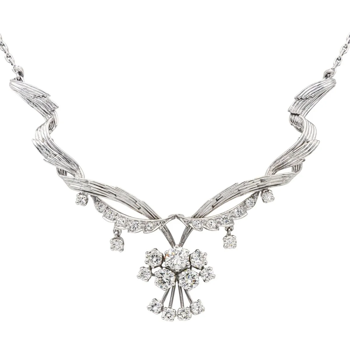 Collier Chaîne en or blanc et diamants - Image 3