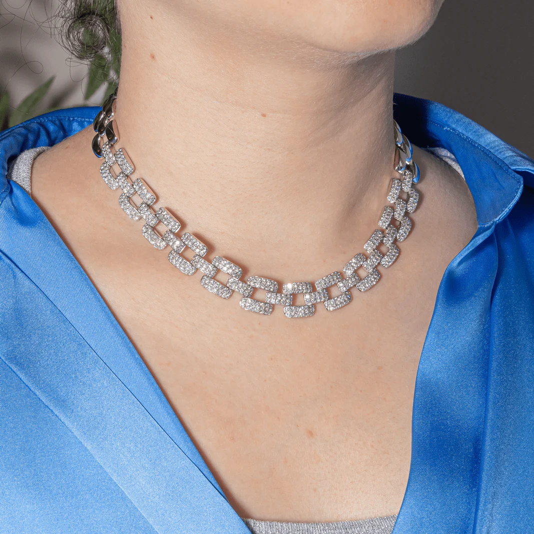 Collier Ras de Cou en or blanc et diamants - Image 2