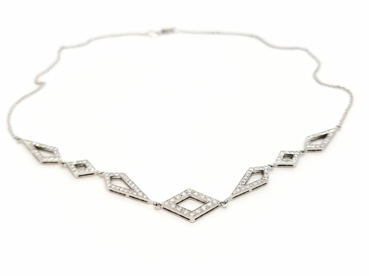 Collier géométrique en or blanc pavé diamants - Image 5