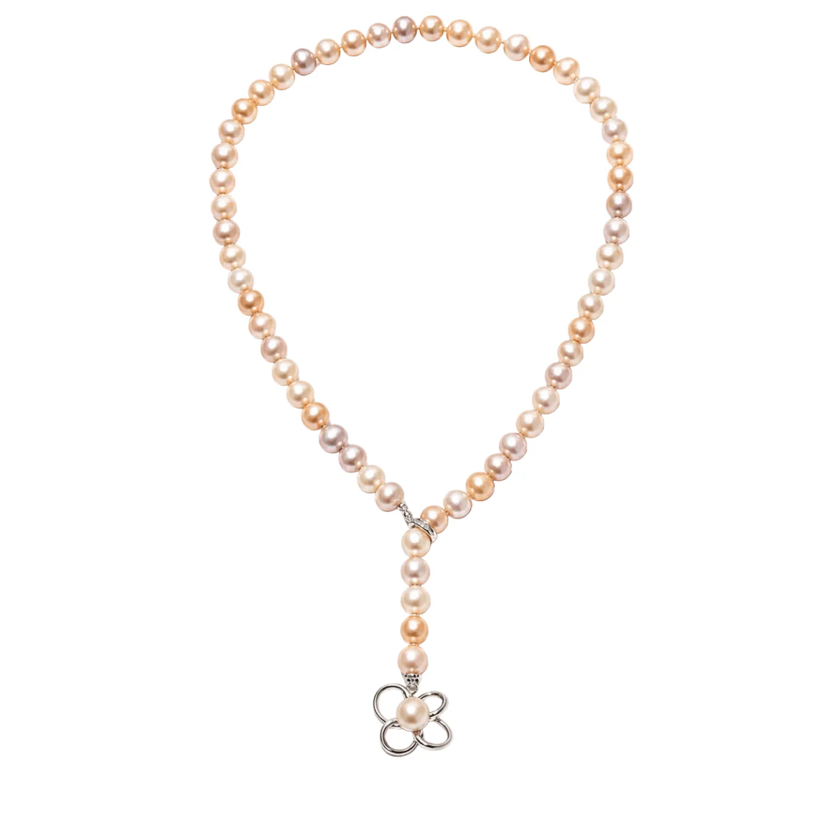 Collier or blanc et perles - Image 3