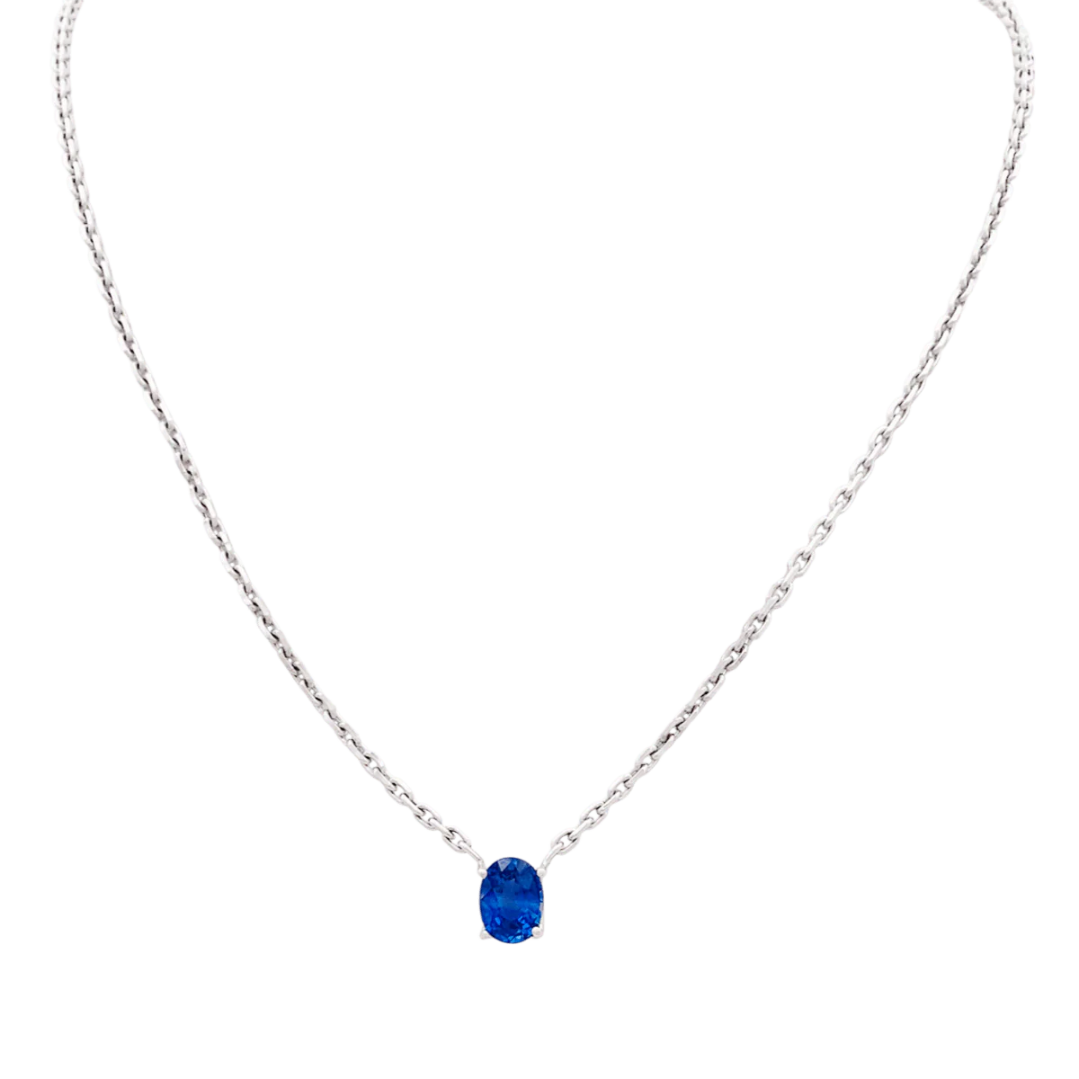 Collier Chaîne en or blanc et saphir