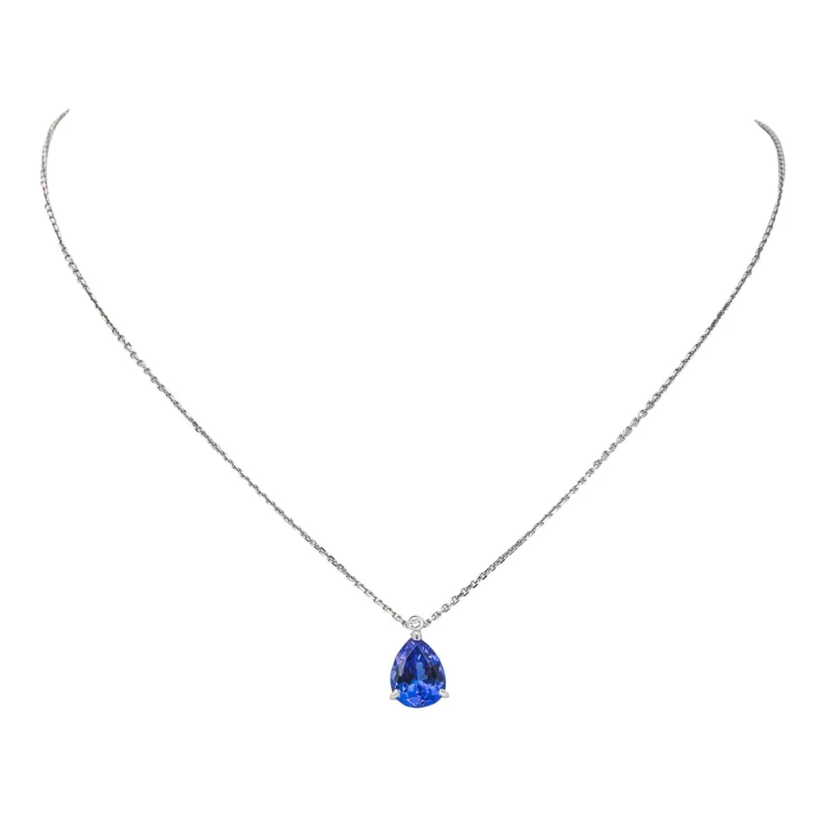 Collier Pendentif en or blanc et tanzanite