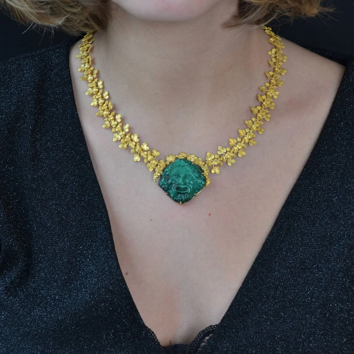 Collier Maille en or jaune et malachite - Image 2