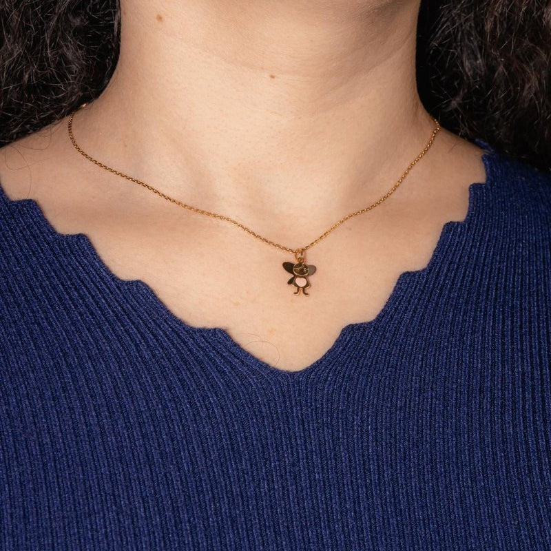 Collier Pendentif en or jaune et émail - Image 2