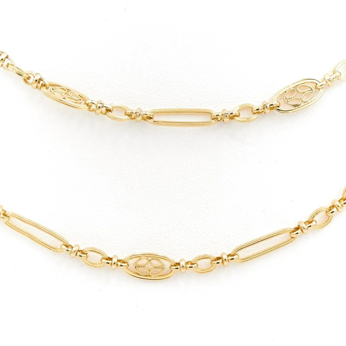 Collier Chaîne maille figaro en or jaune filigrane - Image 4