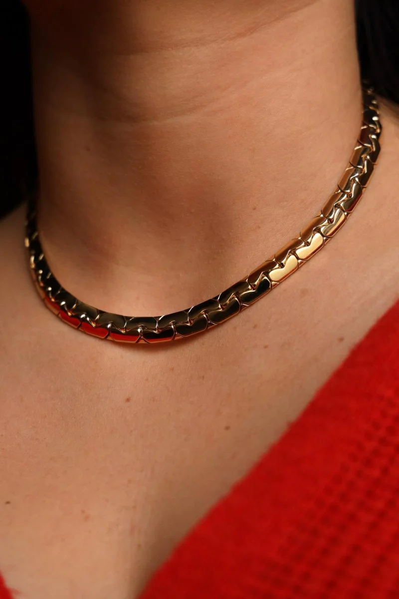 Collier Chaîne maille haricot en or jaune - Image 3