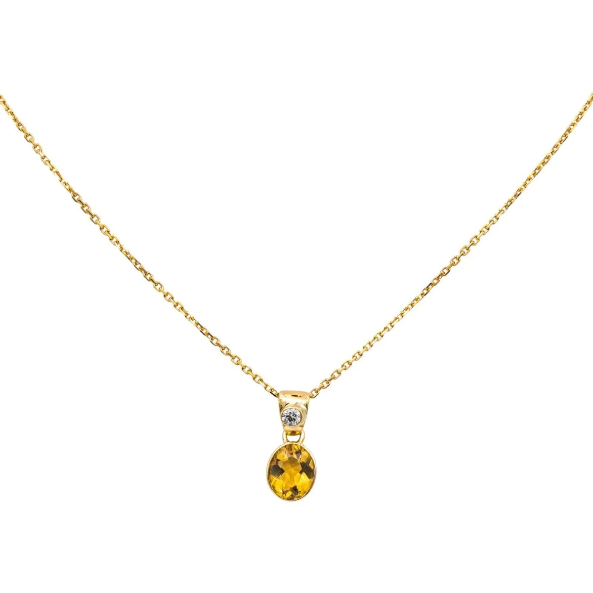 Collier Chaîne en or jaune, citrine et diamant - Image 3