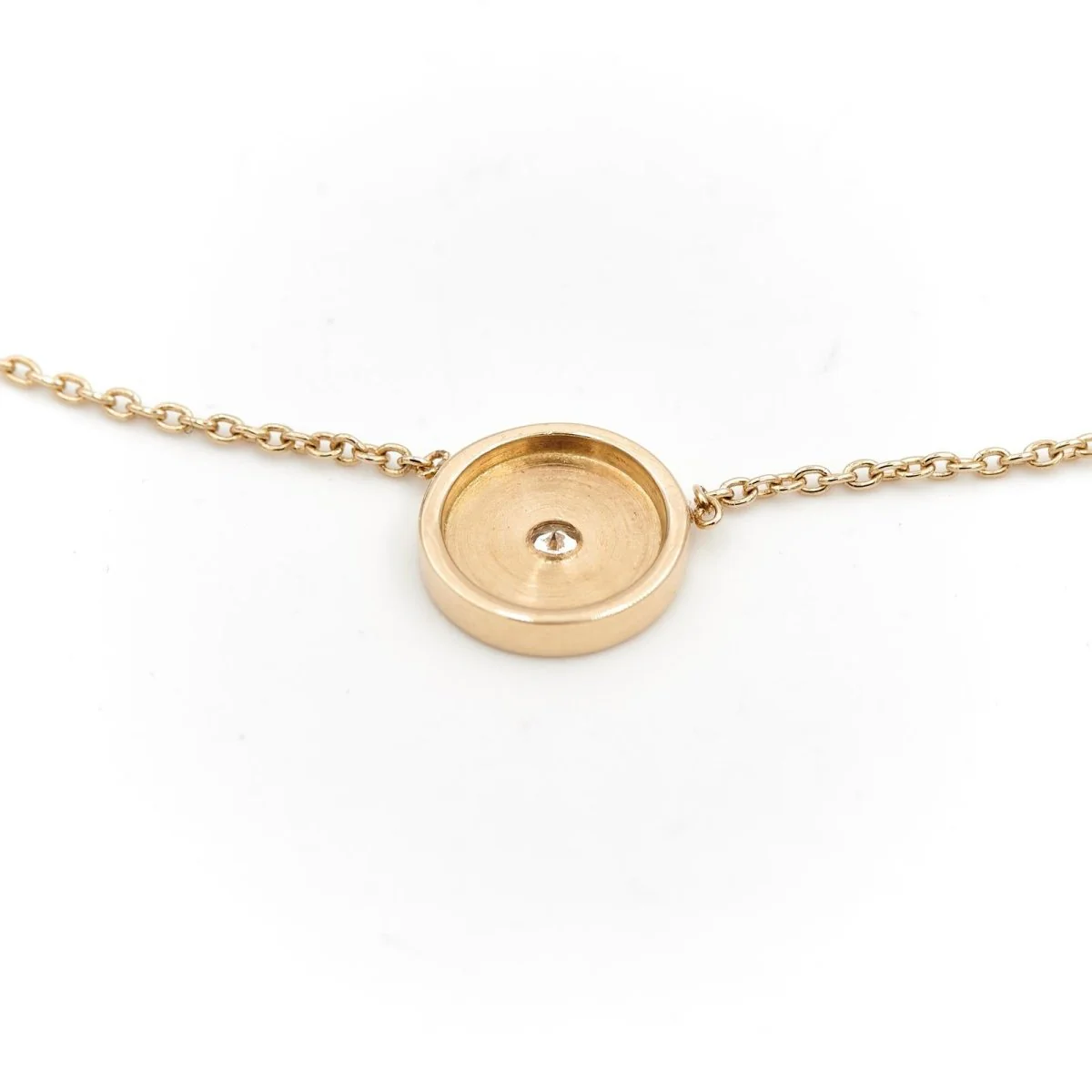 Collier Pendentif rond en or jaune et diamant - Image 3