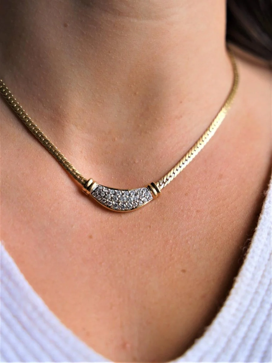 Collier Chaîne deux ors et diamants - Image 3