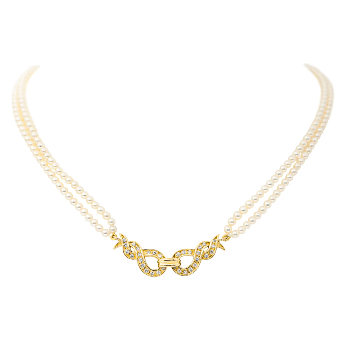 Collier Perles en or jaune et diamants