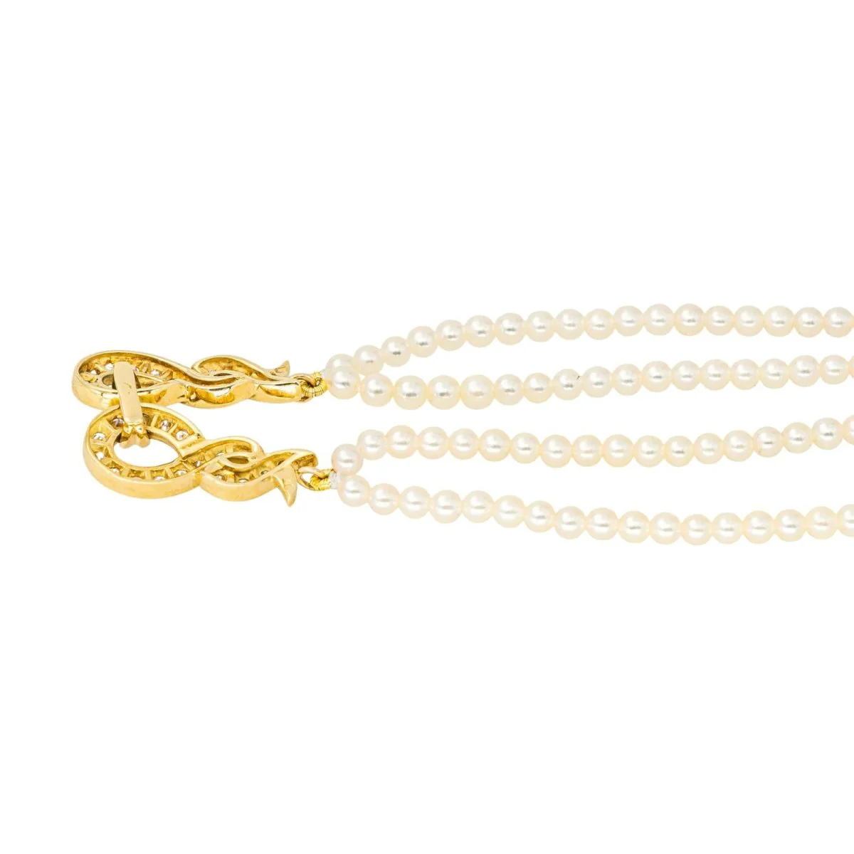 Collier Perles en or jaune et diamants - Image 5