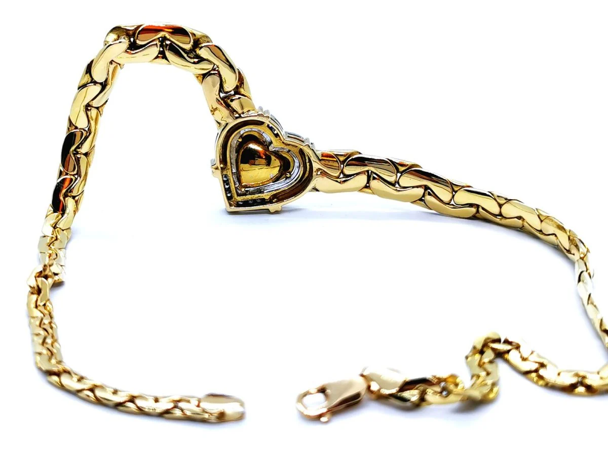 Collier massif coeur en 2 ors et émeraude - Image 6