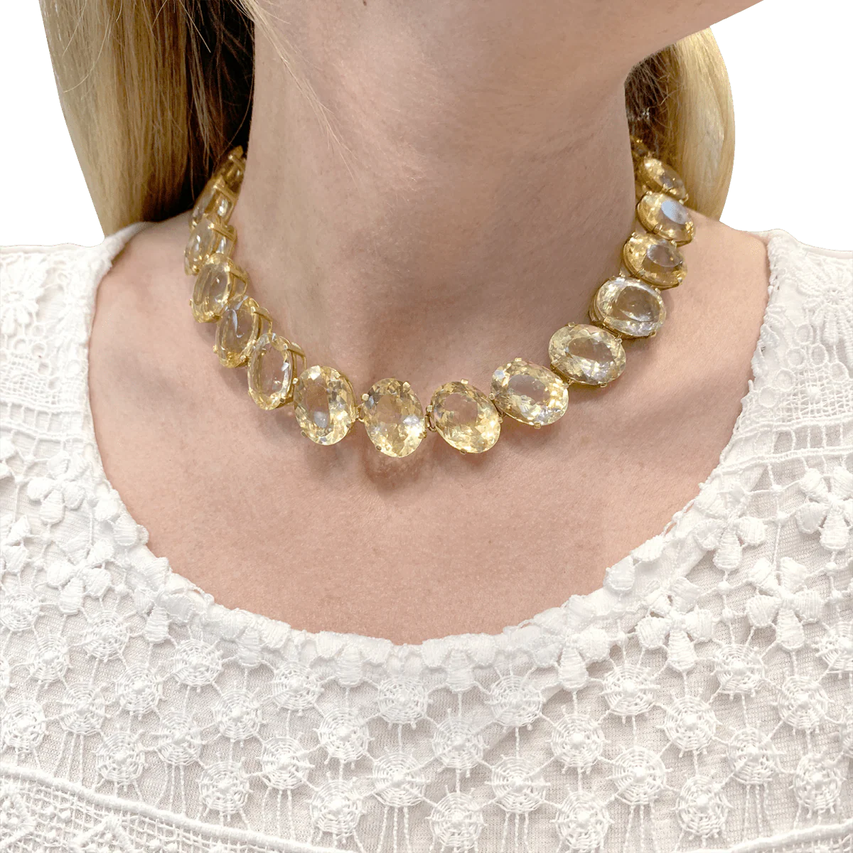 Collier Rivière or jaune et citrines - Image 2