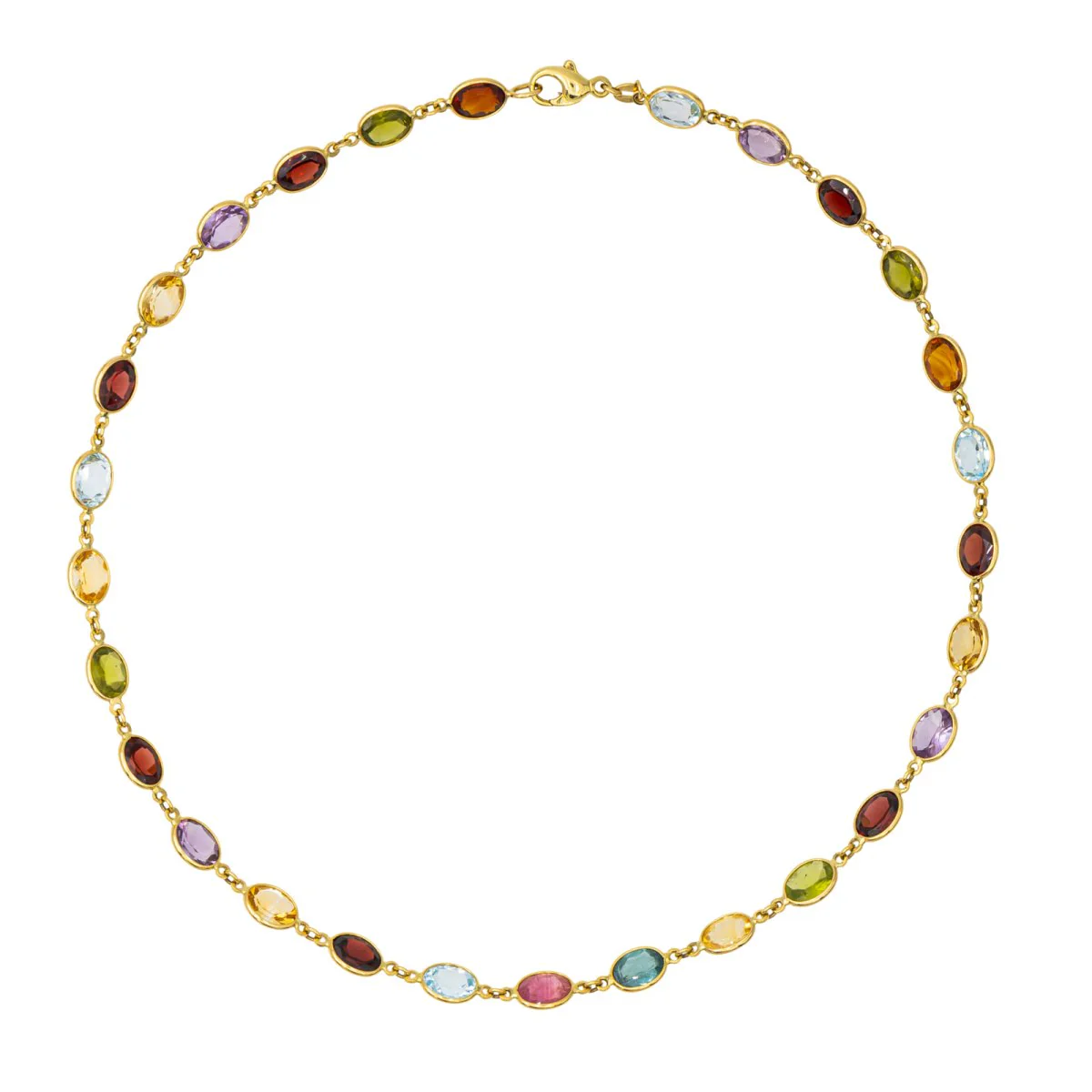Collier Maille souple en or jaune et pierres fines