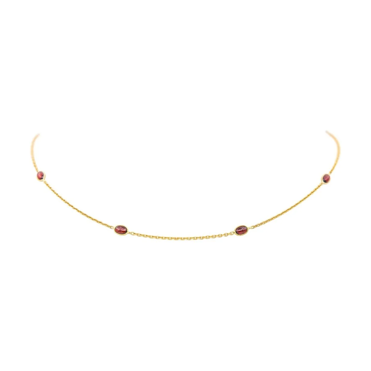 Collier Chaîne en or jaune et grenats