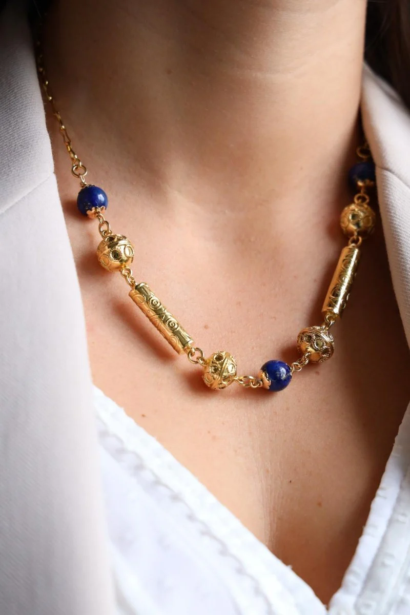 Collier en or jaune et lapis-lazuli - Image 7