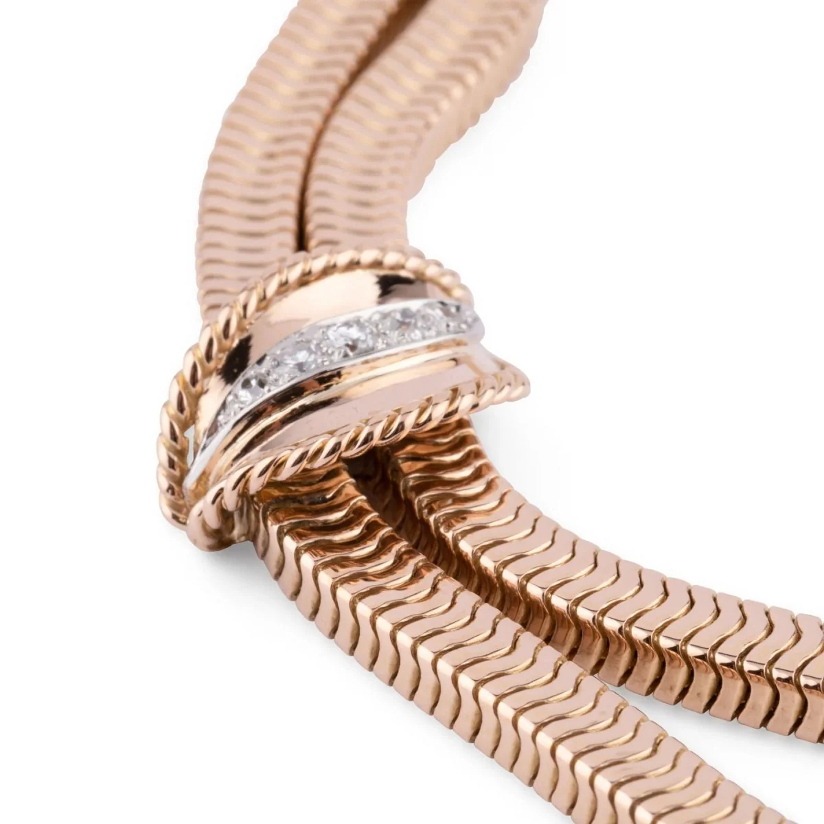 Collier or jaune double rang maillon lisse - Image 3