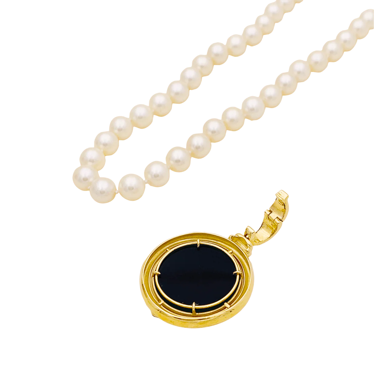 Collier Pendentif en or jaune, camée, onyx, perles et saphir - Image 5