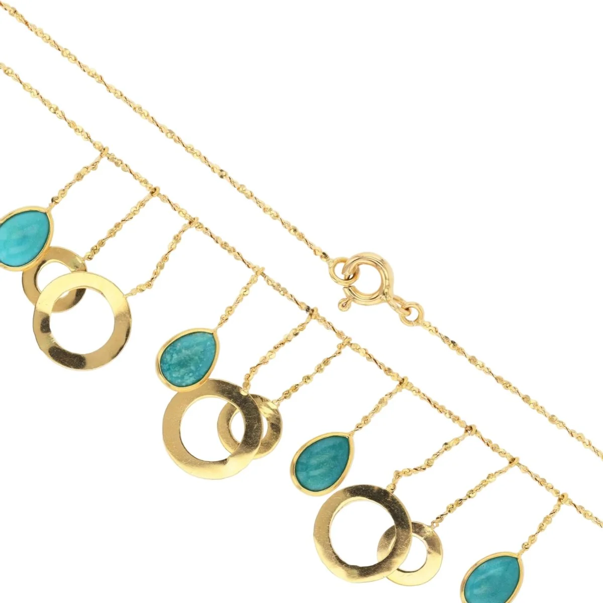 Collier Draperie en or jaune et turquoises - Image 3