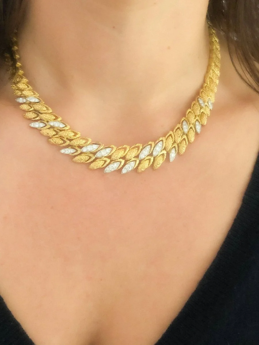 Collier or jaune,platine et diamants des années 1960 - Image 6