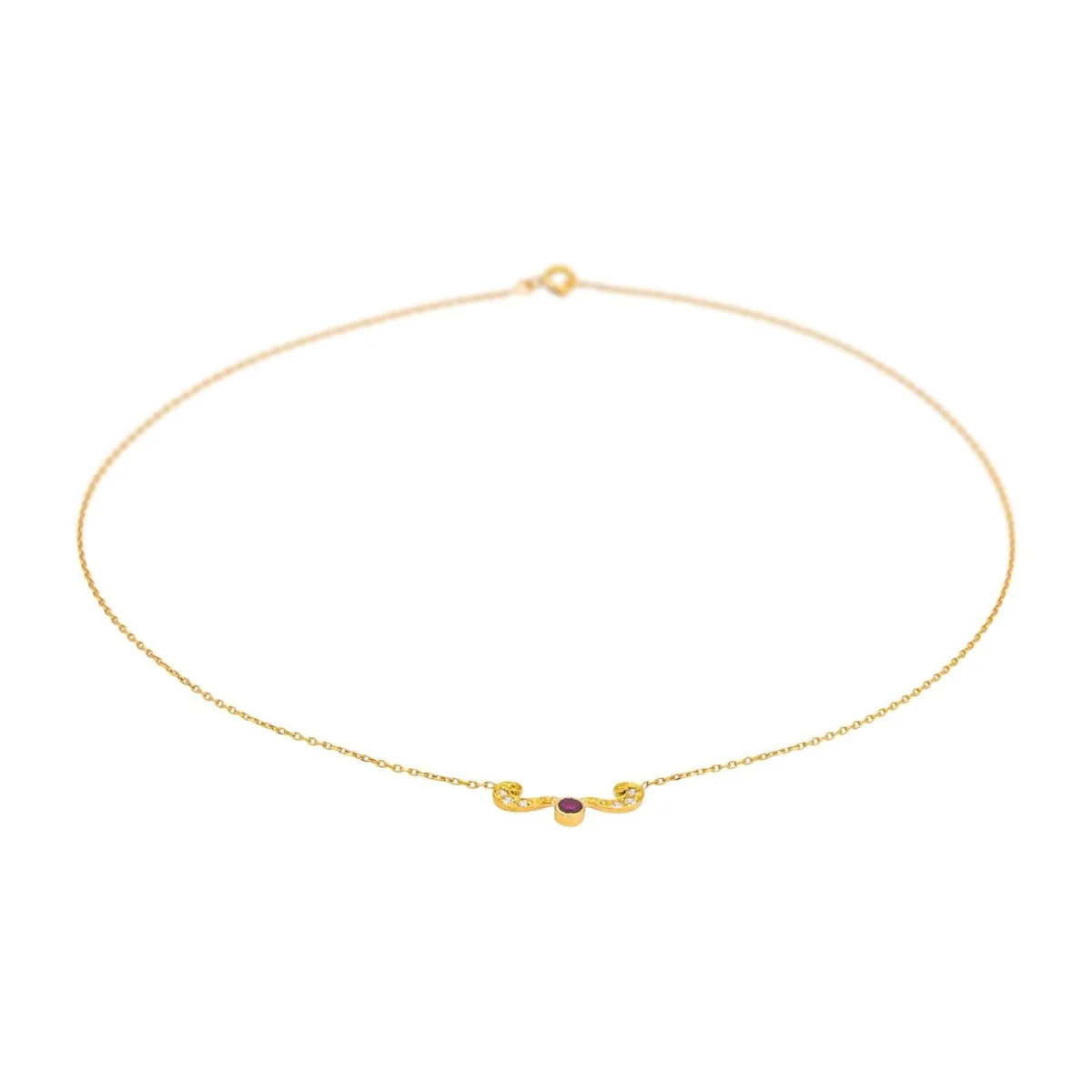 Collier Chaîne en or jaune, rubis et diamants - Image 4