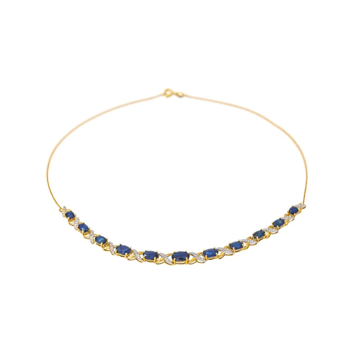 Collier en or blanc, or jaune, saphirs et diamants - Image 4