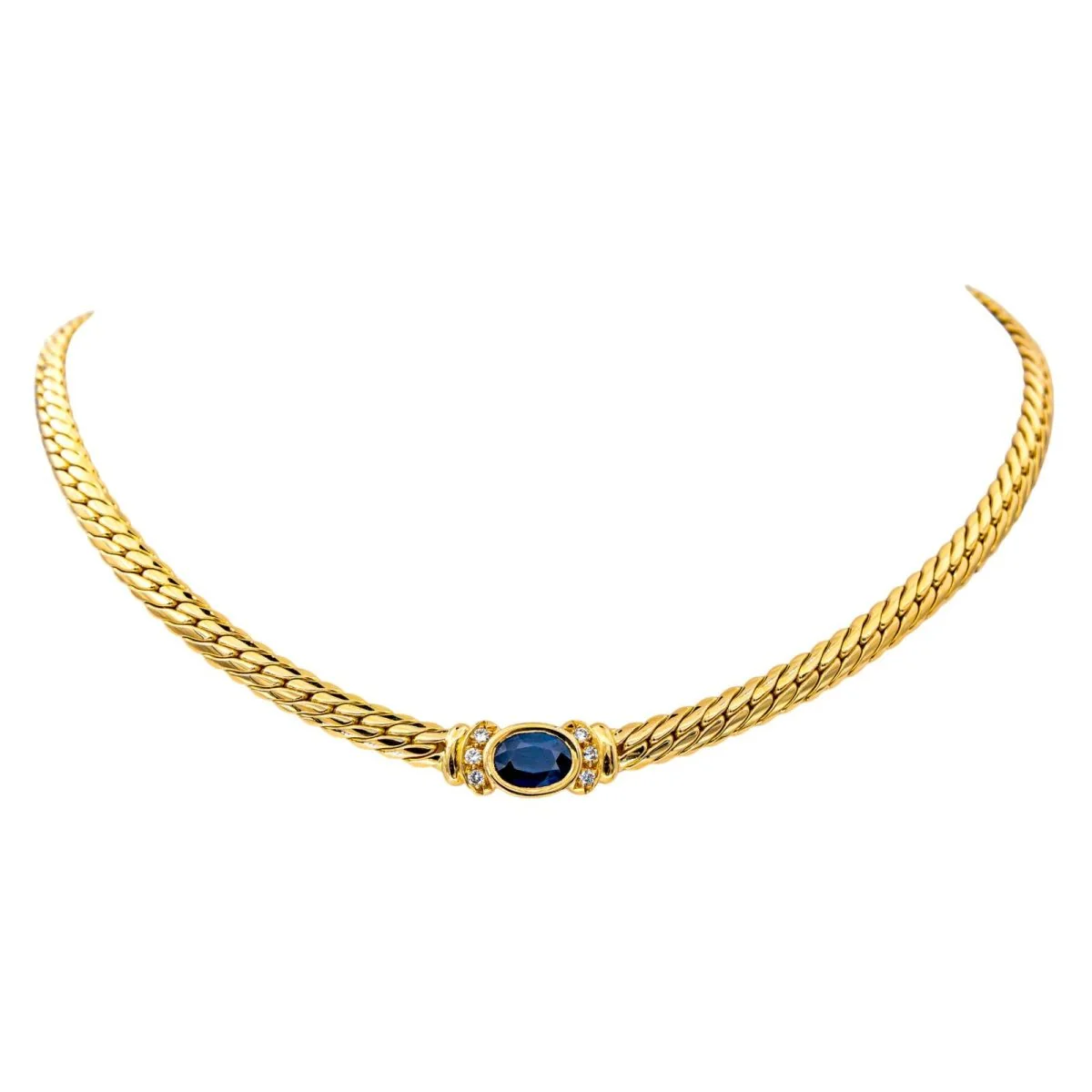 Collier Maille en or jaune, saphir et diamants