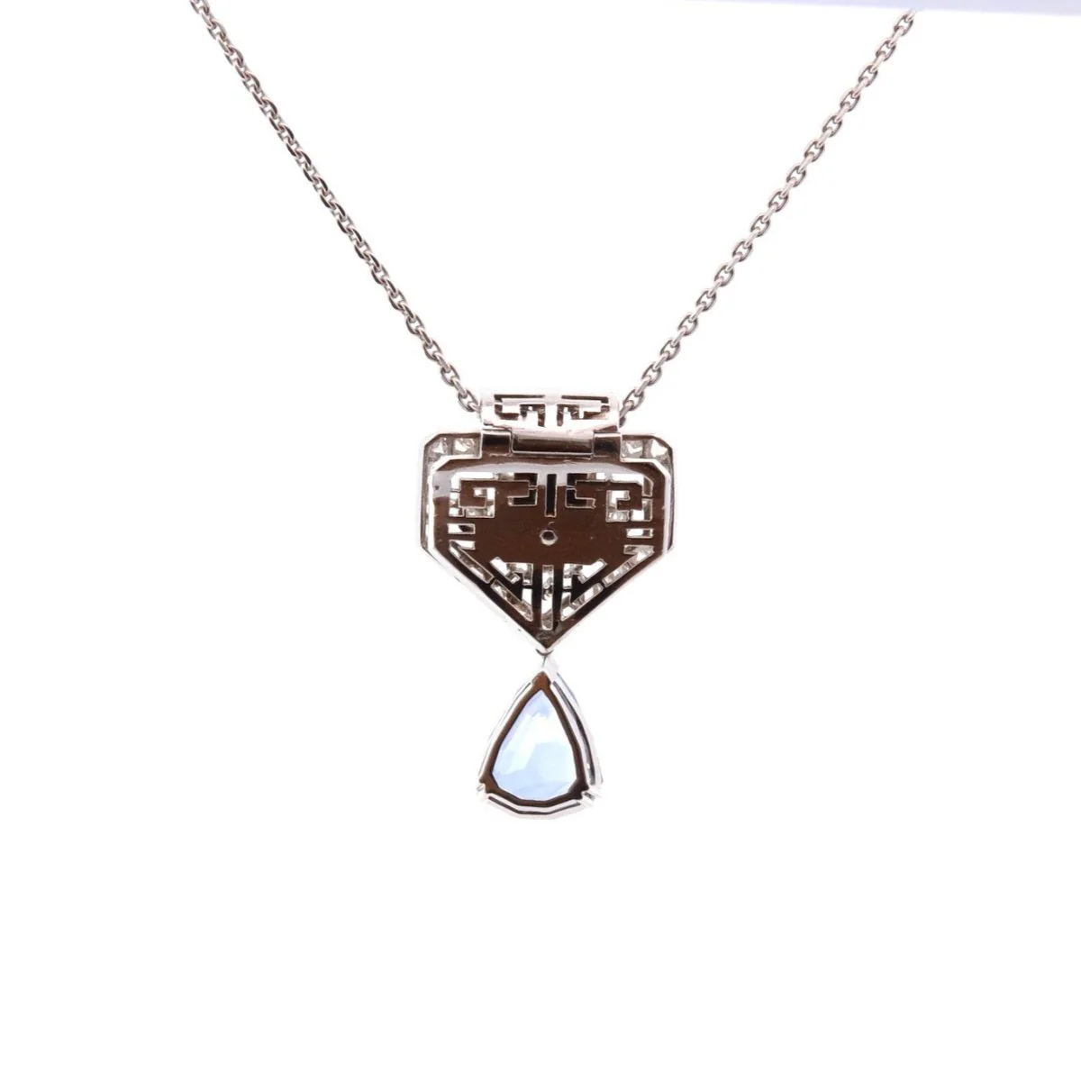 Collier chaîne en or, platine, saphir et diamants - Image 2
