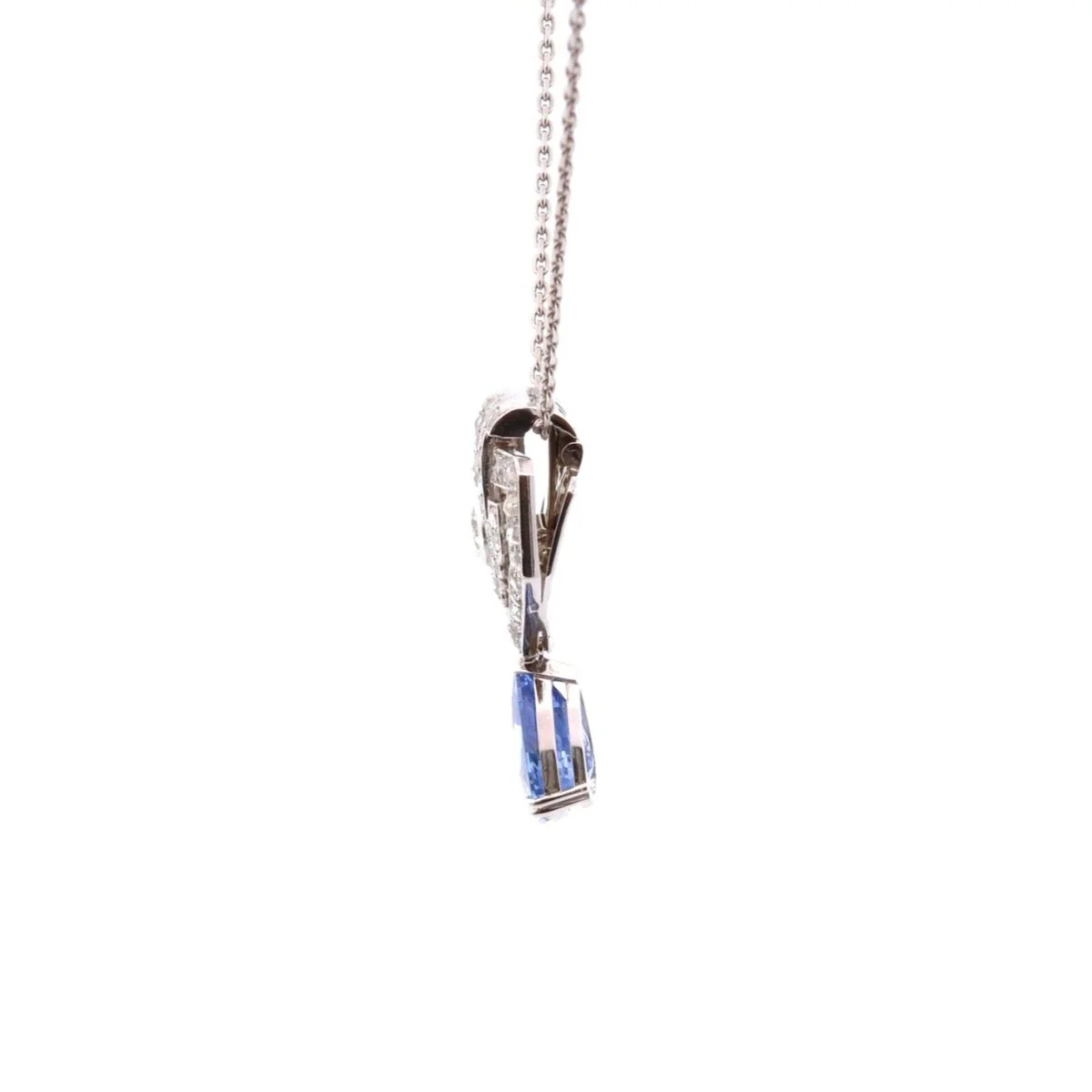 Collier chaîne en or, platine, saphir et diamants - Image 3