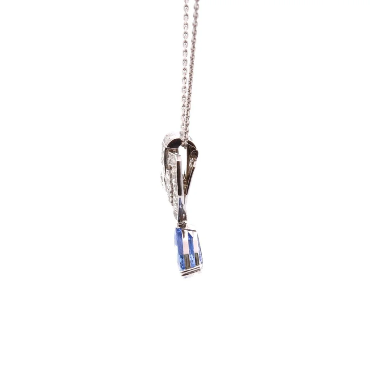 Collier Pendentif en platine, saphir, et diamants - Image 3