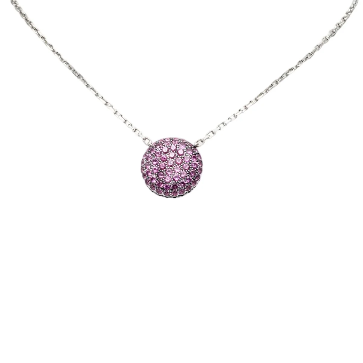 Collier Pendentif BOUCHERON "Tentation Macaron" en or blanc, saphir et améthyste - Image 4