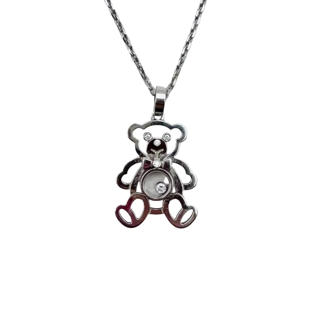 Collier Pendentif CHOPARD "Happy Diamond Teddy Bear" en or blanc et diamants