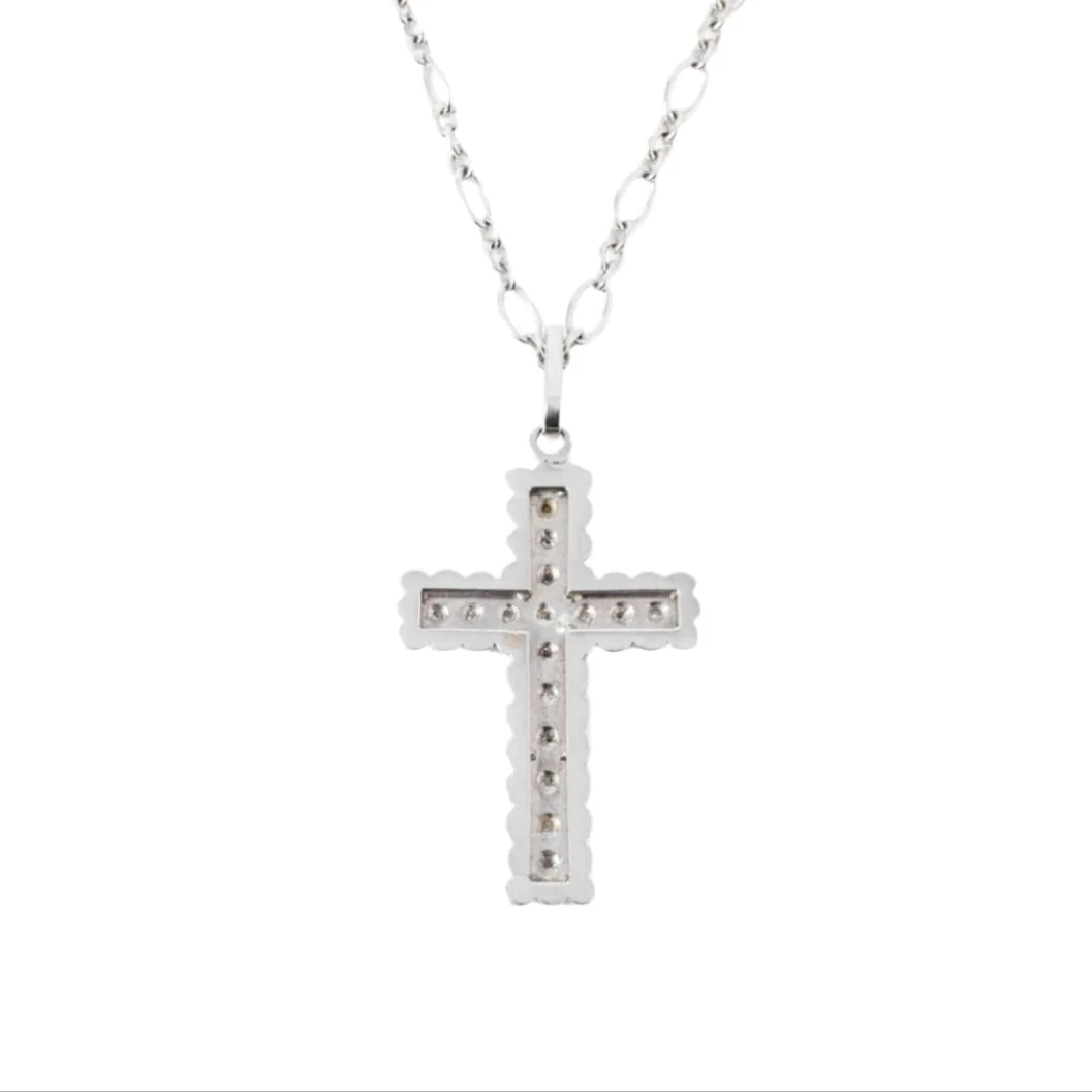 Collier Pendentif Croix en or blanc et diamants - Image 2