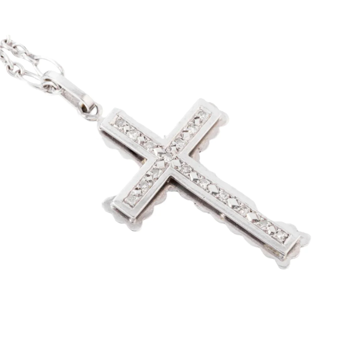Collier Pendentif Croix en or blanc et diamants - Image 3