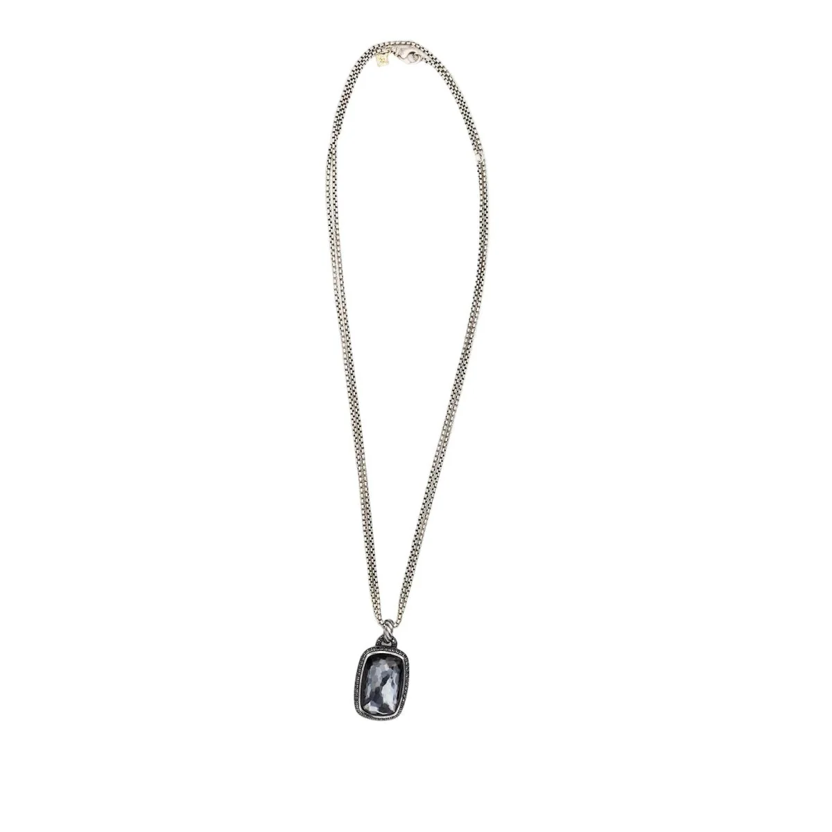 Collier Pendentif DAVID YURMAN "Albion Enhancer" en argent, hématite et diamants noirs