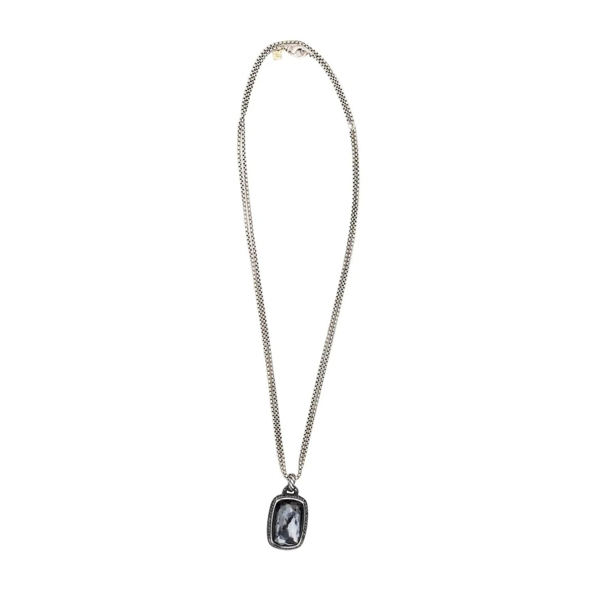 Collier Pendentif DAVID YURMAN "Albion Enhancer" en argent, hématite et diamants noirs - Image 5