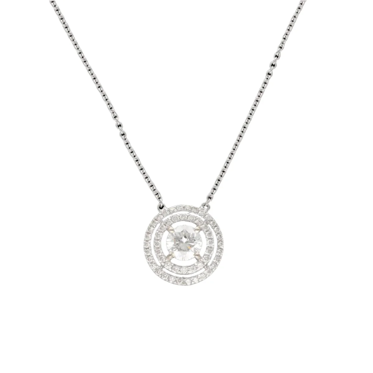 Collier Pendentif en or blanc et diamants