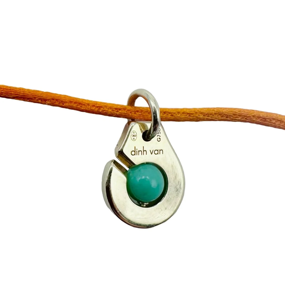 Collier Pendentif DINH VAN "Menottes R10" en or jaune et chrysoprase - Image 4