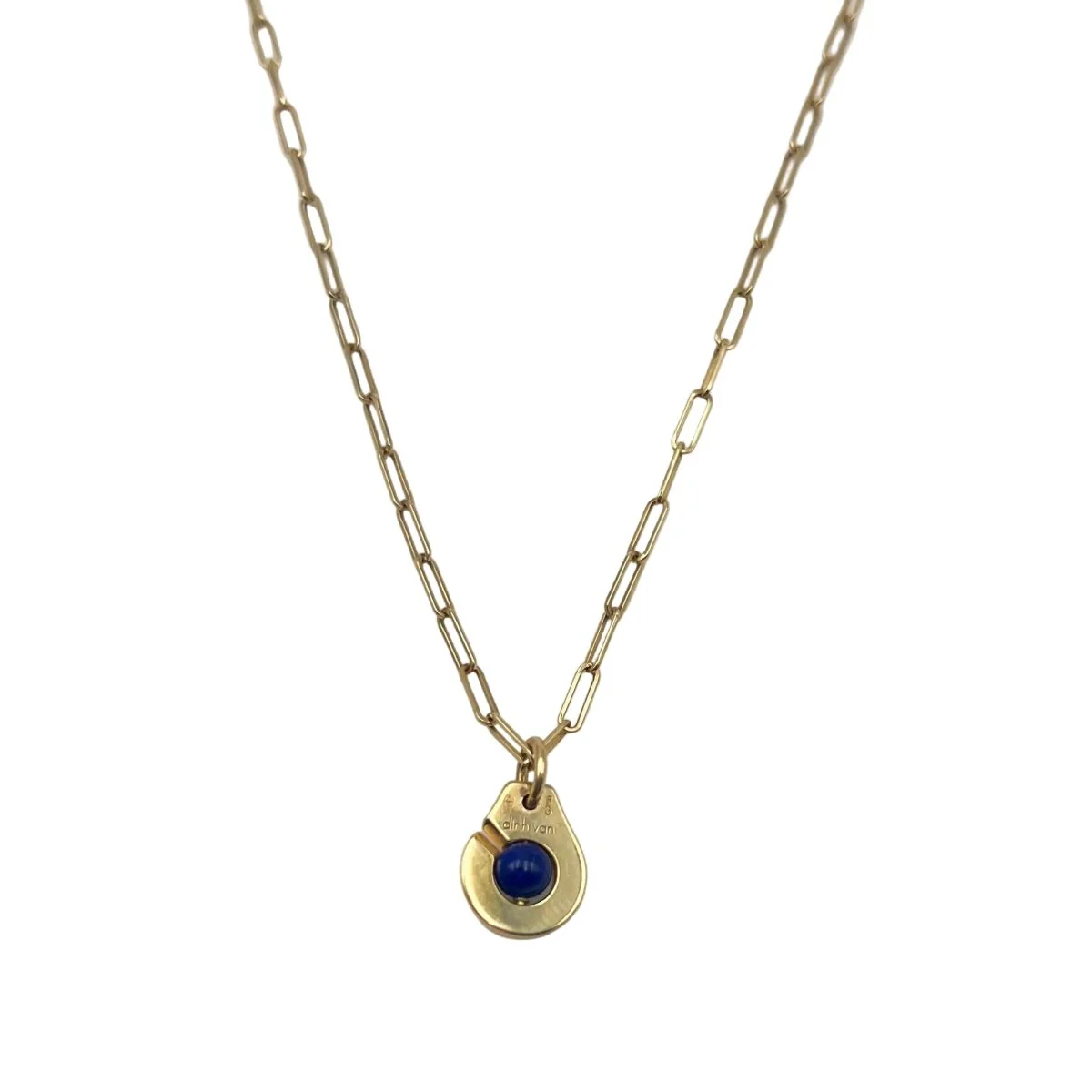 Collier Pendentif DINH VAN "Menottes R10" en or jaune et lapis lazuli - Image 3