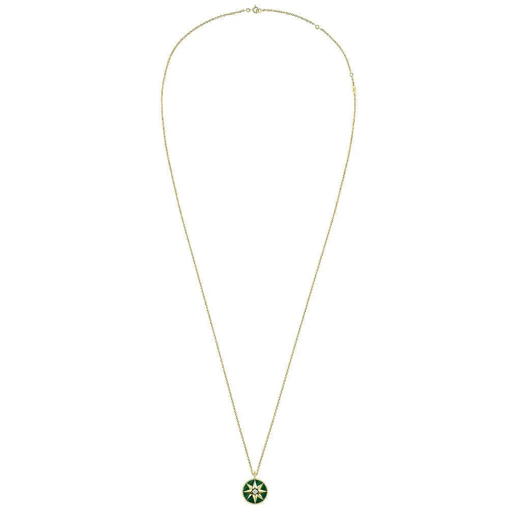 Collier Pendentif DIOR "Rose des Vents" MM en or jaune, malachite et diamant - Image 3
