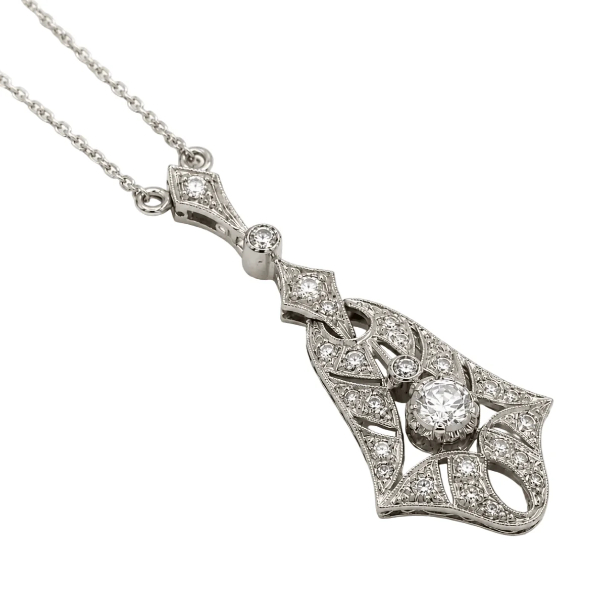 Collier Pendentif en or blanc et diamants - Image 5