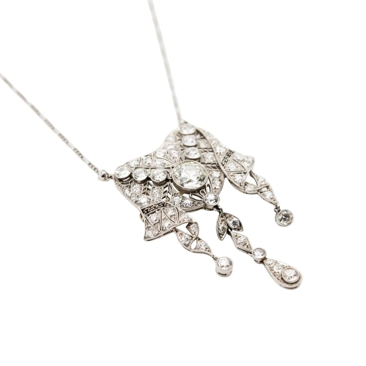 Collier pendentif en or blanc et diamants