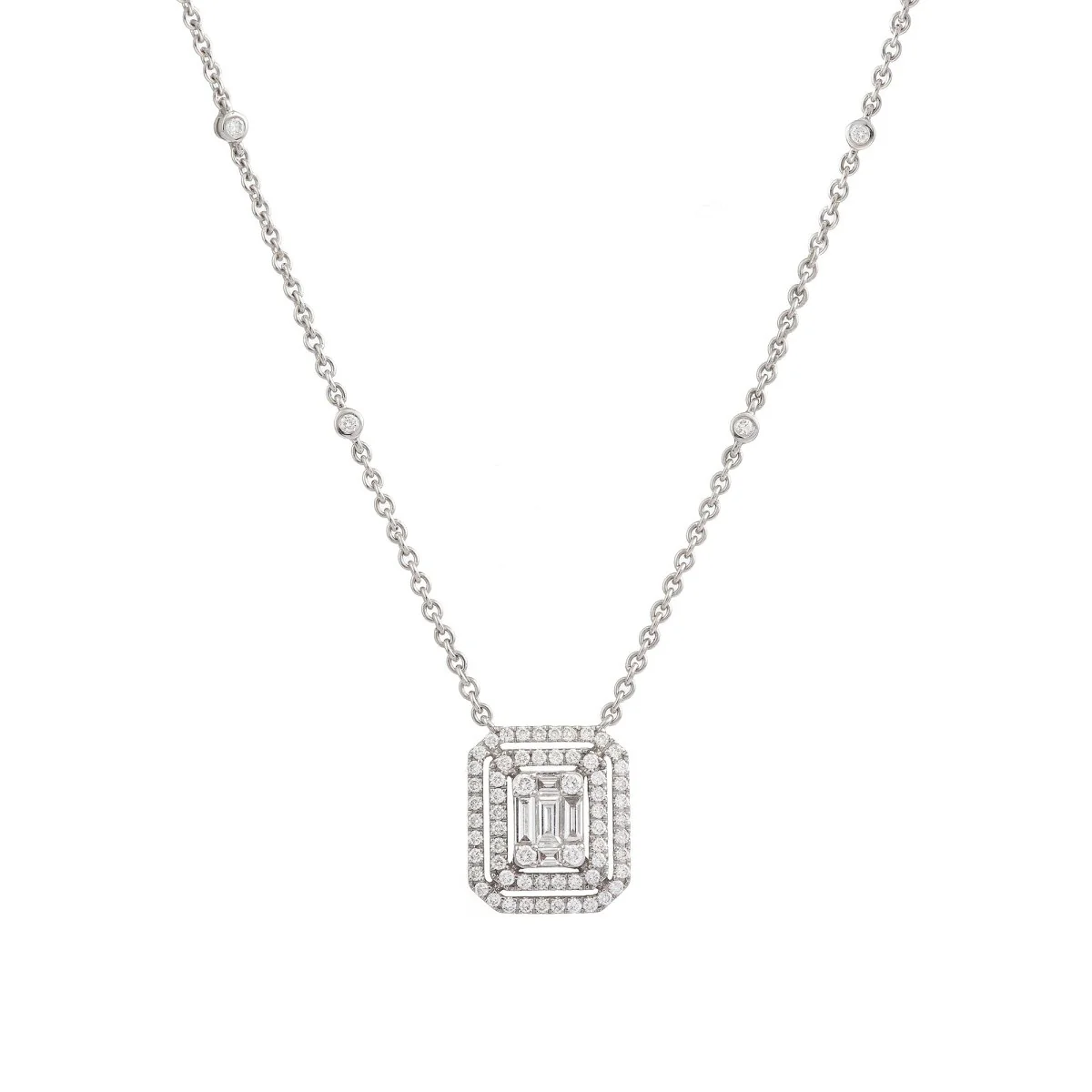 Collier Pendentif en or blanc et diamants - Image 4