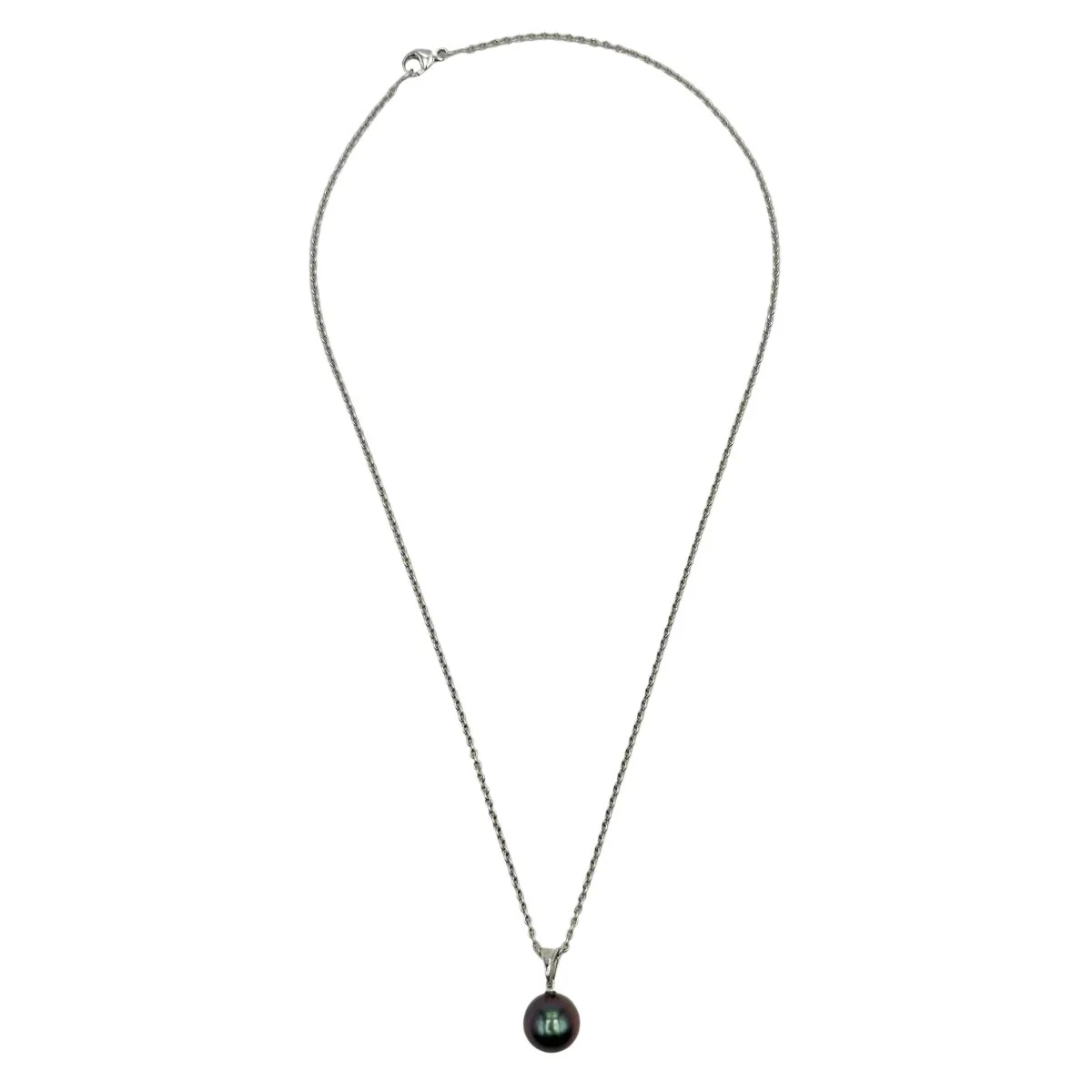 Collier Pendentif en or blanc, perle et diamants - Image 2