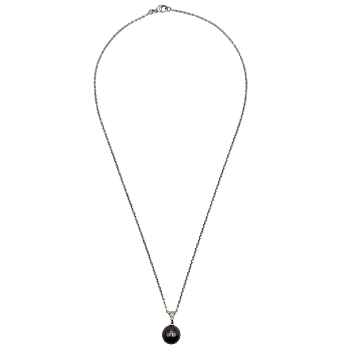 Collier Pendentif en or blanc, perle et diamants - Image 3