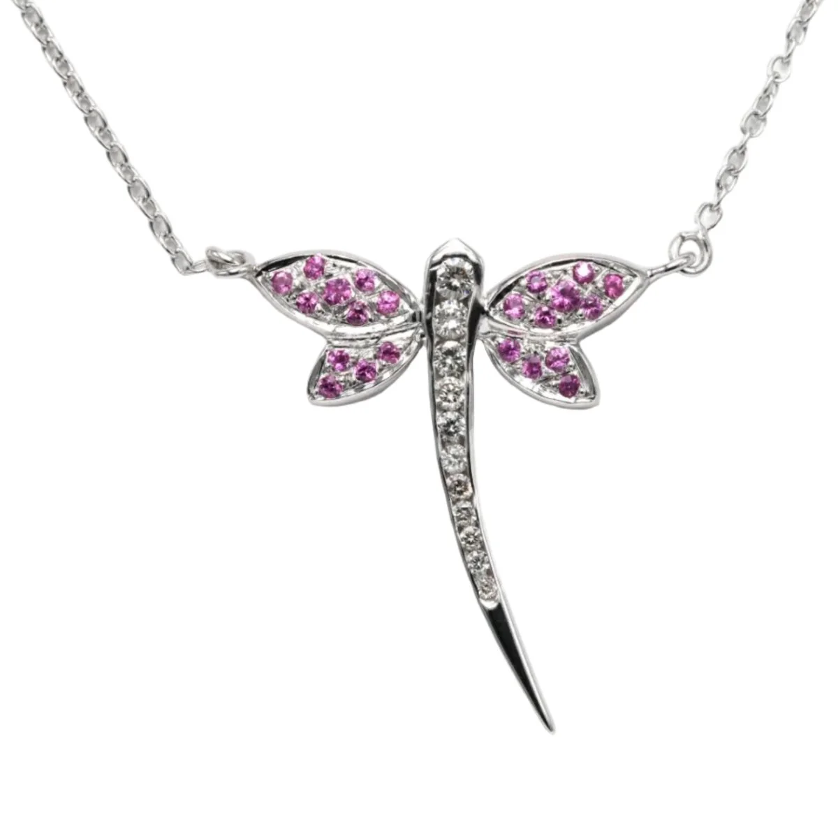 Collier Pendentif en or blanc, rubis et diamants