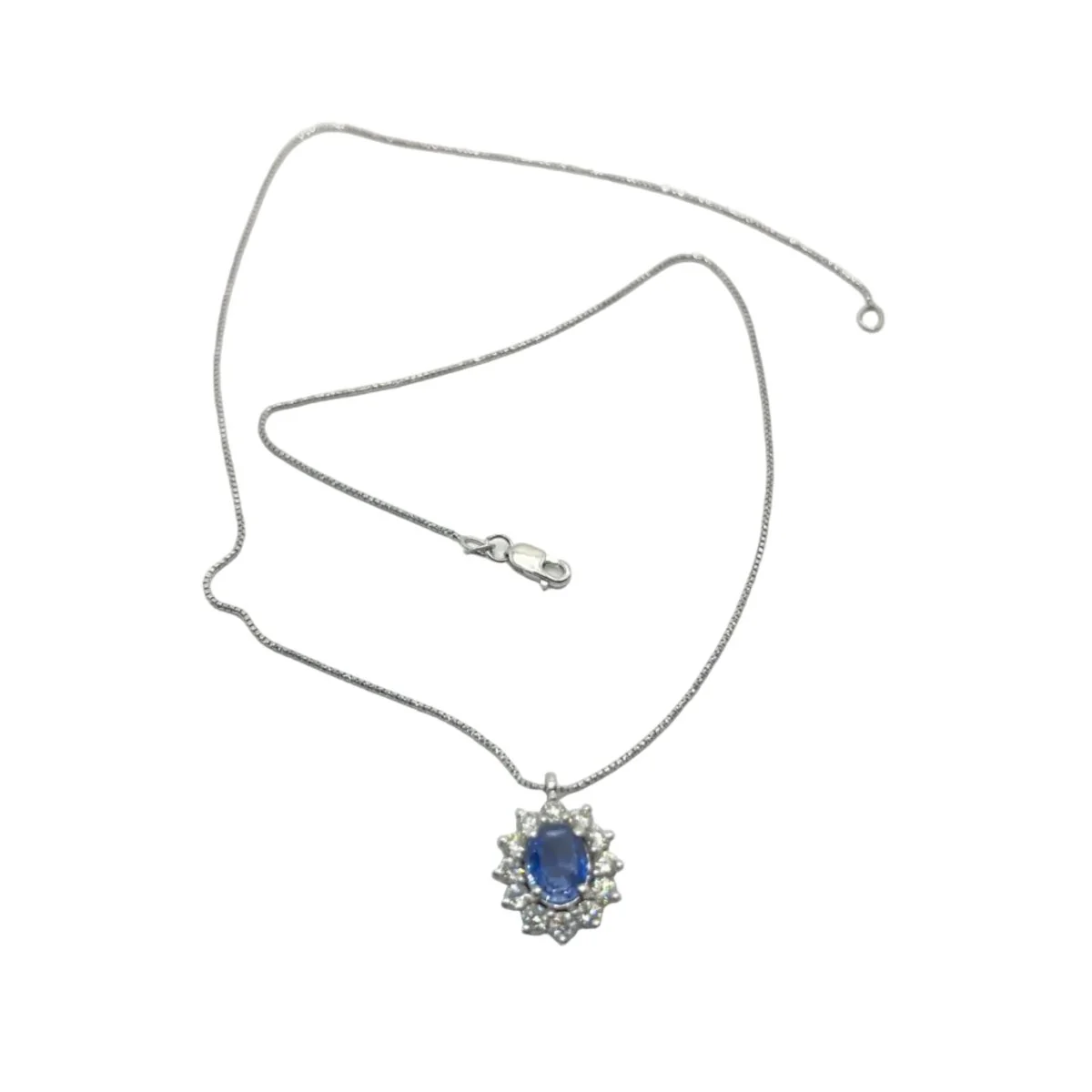 Collier Pendentif en or blanc, saphir et diamants - Image 2