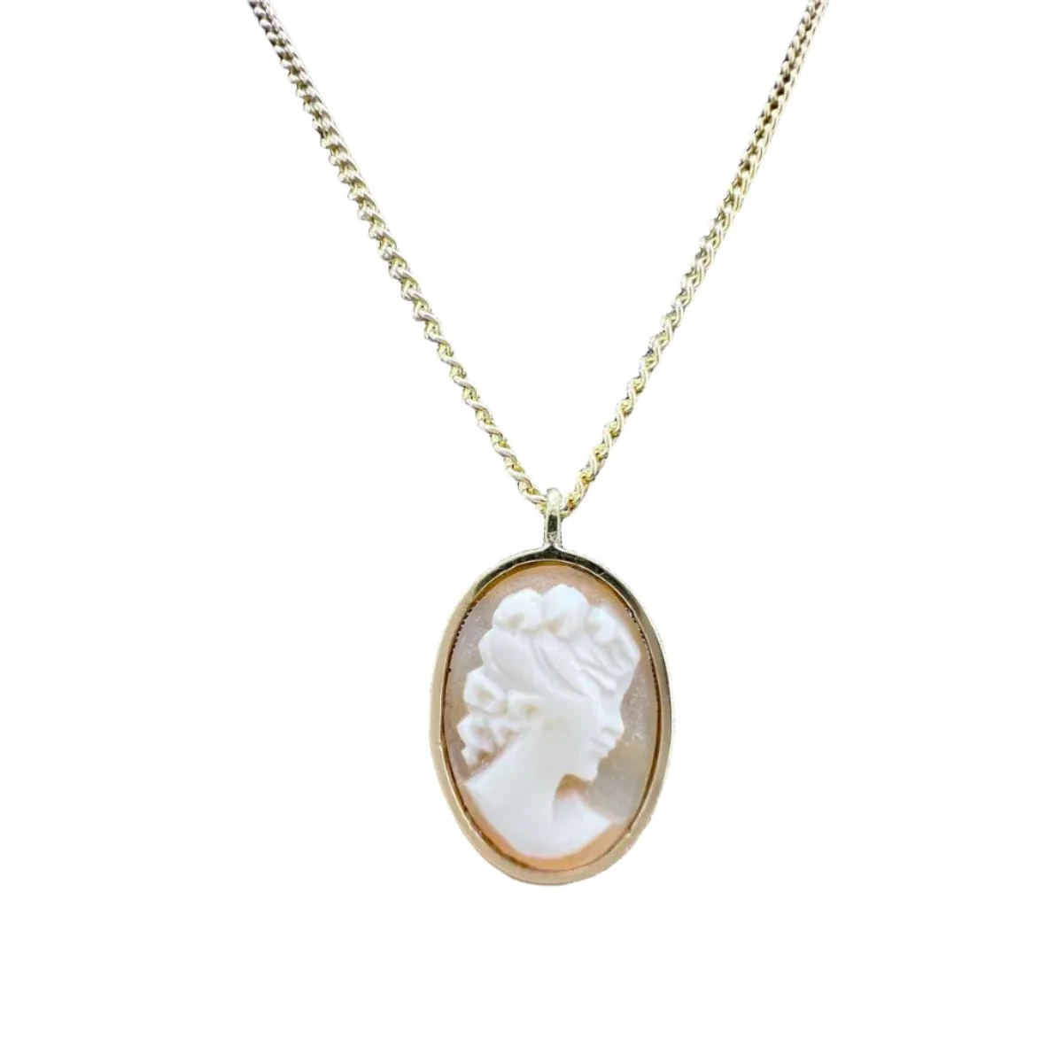 Collier Pendentif en or jaune, camée et agate