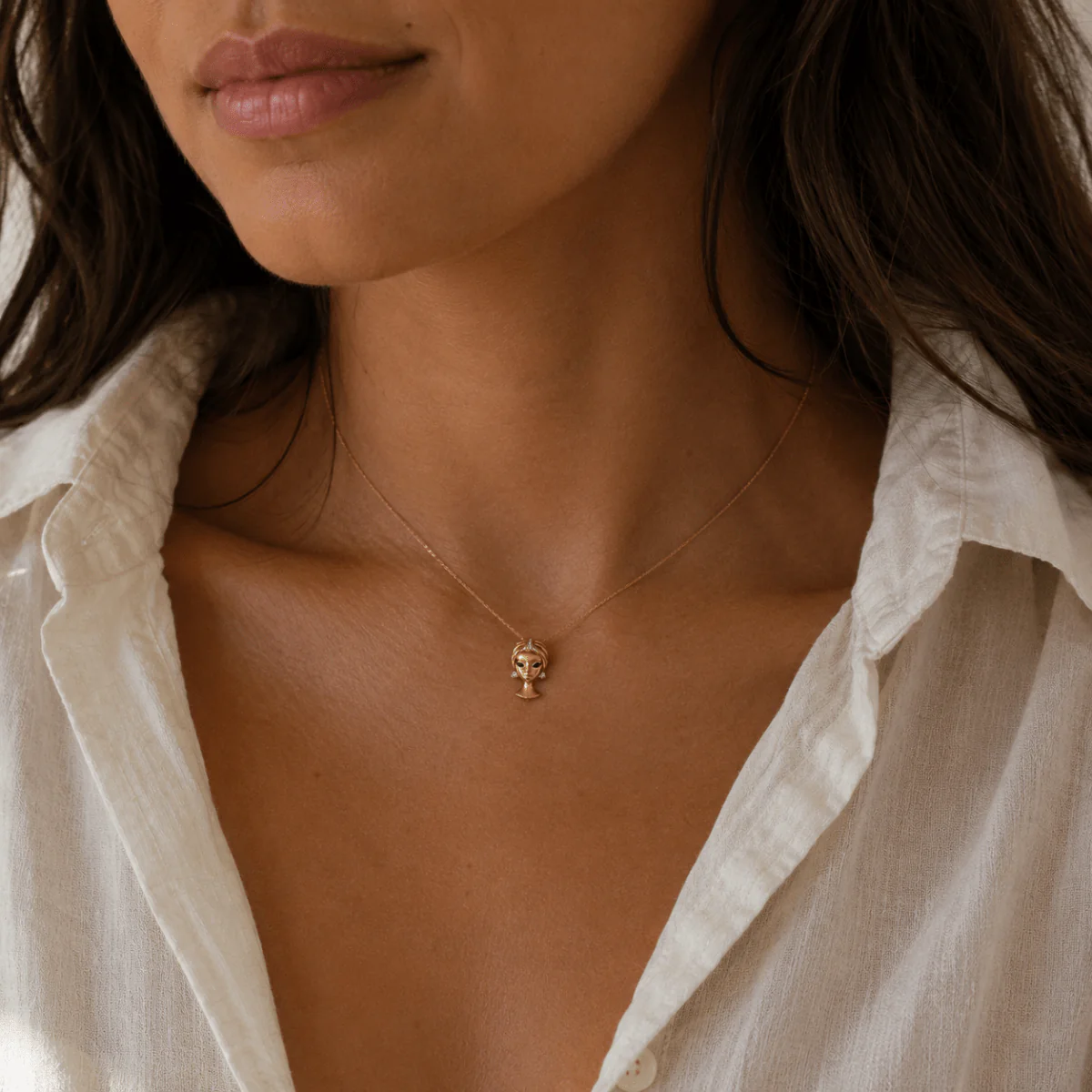 Collier Pendentif en or jaune et diamants - Image 2