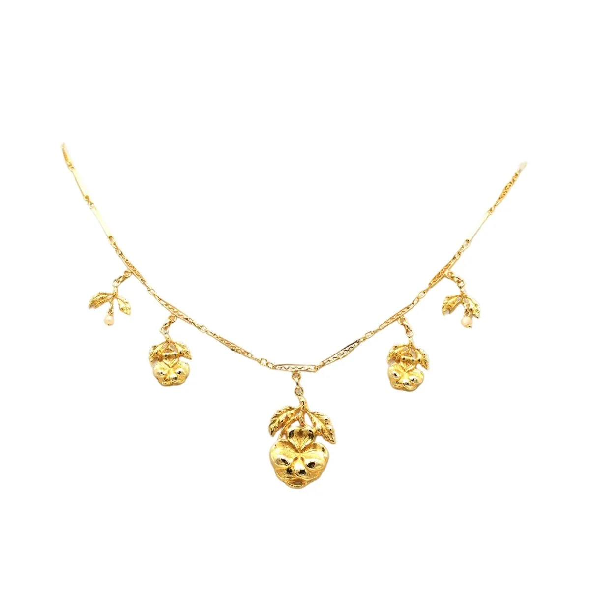 Collier Pendentif en or jaune et perles - Image 2